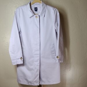 Vintage 2003 GAP Classic Light Gray Trench Coat Minimalist 100% Cotton Medium